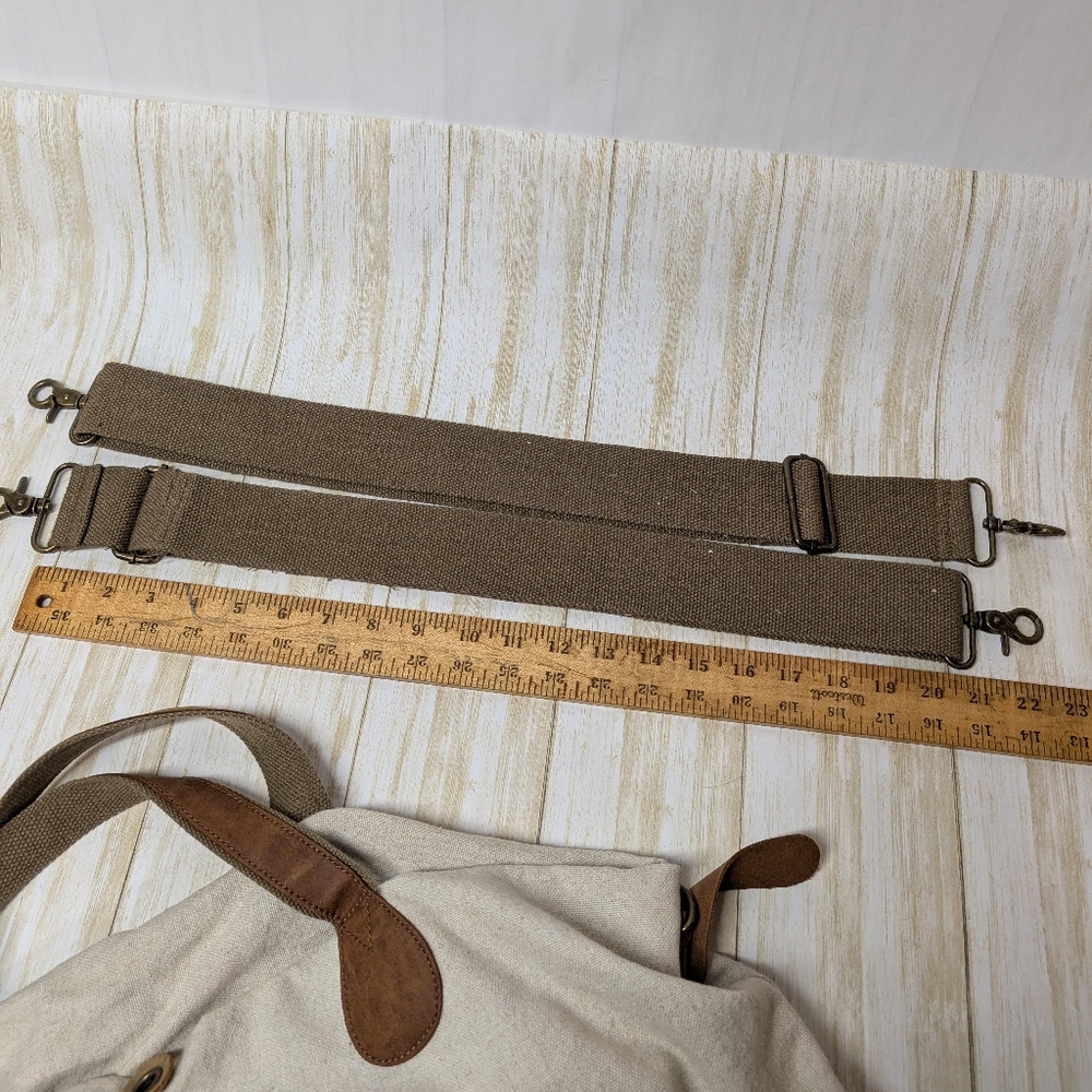 Canvas and Leather Bag Backpack Weekender - Picture 15 of 16